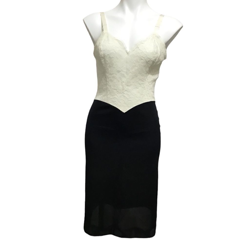 Vanity Fair Vintage Slip Dress White And Black Full Slip Dress Size Small 34
